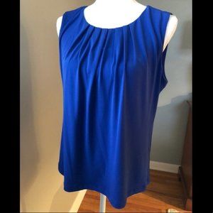 Calvin Klein royal blue sleeveless blouse NEW petite XL keyhole back, flowy